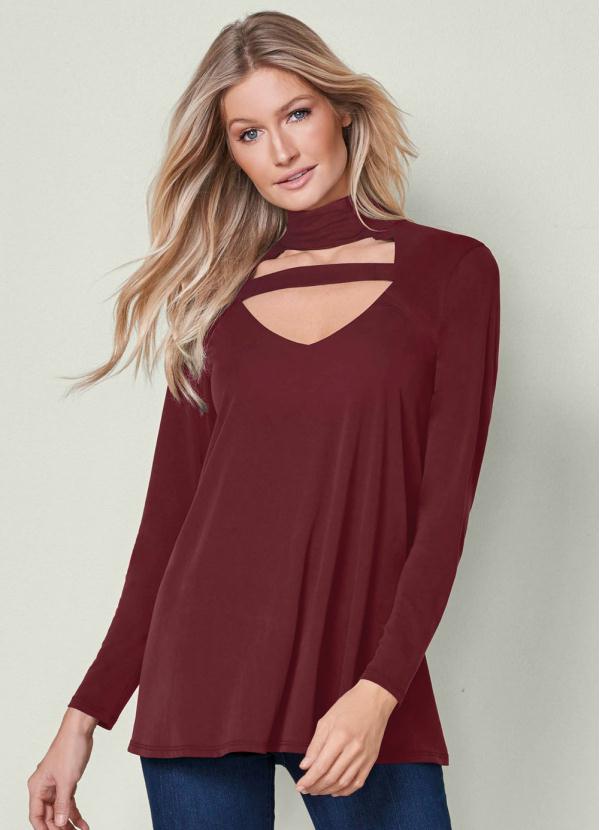 Blusa Gola Chocker Recorte Decote (Bord�)