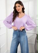 Blusa Lil�s com Detalhe Duplo no Decote