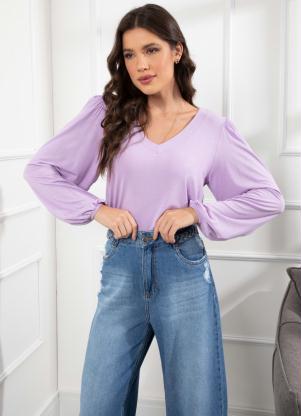 Blusa (Lil�s) com Detalhe Duplo no Decote