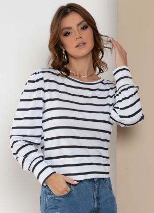 Blusa (Listras) com Manga Bufante Blusa (Listras) com Manga Bufante