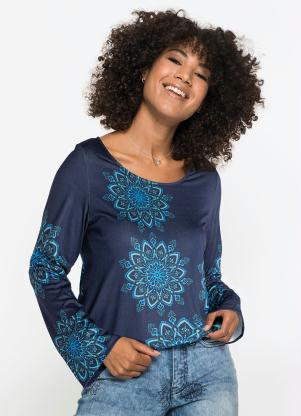 Blusa Mandala Mangas Evasê (Azul) Blusa Mandala Mangas Evasê (Azul)