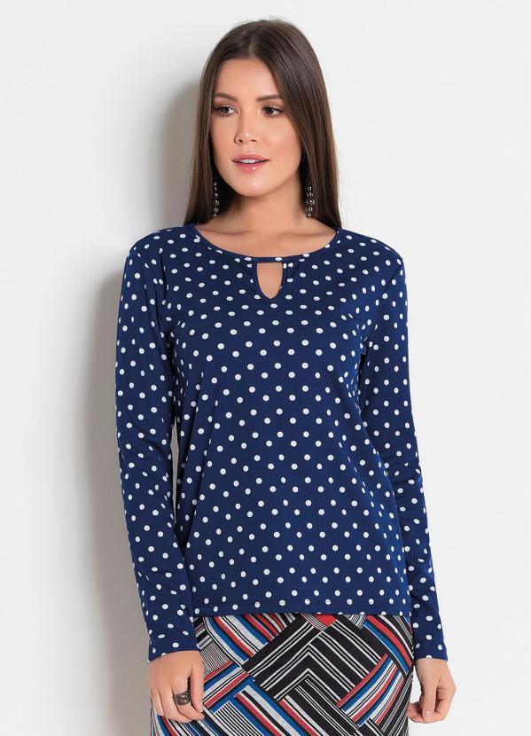 Blusa Manga Longa com Gota na Frente (Poá) Blusa Manga Longa com Gota na Frente (Poá)