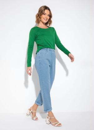 Blusa Manga Longa Decote Redondo (Verde)