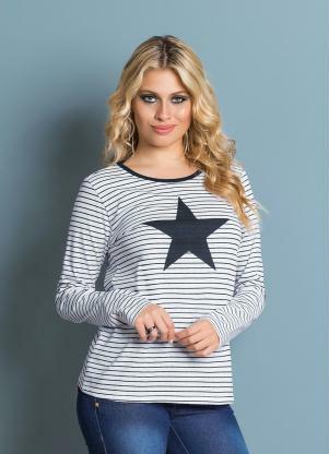 Blusa Manga Longa (Listrada) com Estrela