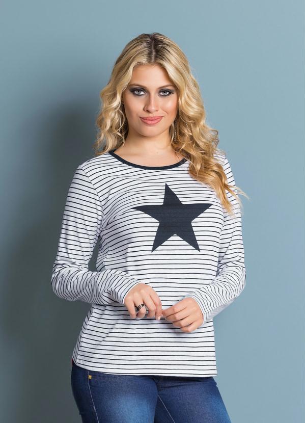 Blusa Manga Longa (Listrada) com Estrela