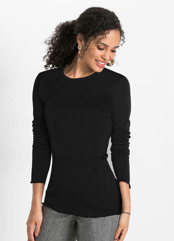 blusa manga longa preta feminina