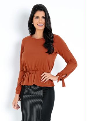 Blusa (Marrom) com Peplum Moda Evang�lica