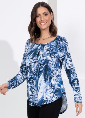 Blusa (Mineral Azul) Mangas Longas com Bot�es
