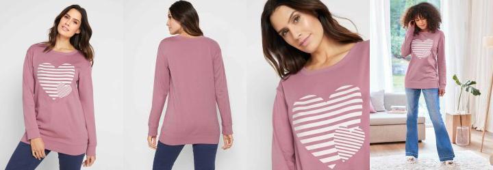 Blusa Moletinho Estampa de Cora��o Rosa