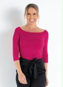 Blusa Pink em Ribana Ombro a Ombro