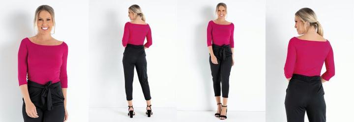 Blusa Pink em Ribana Ombro a Ombro