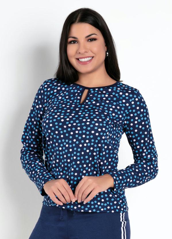 Blusa (Po� Azul) com Gota no Decote