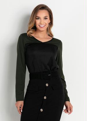 Blusa (Preta e Verde) com Recorte Moda Evang�lica