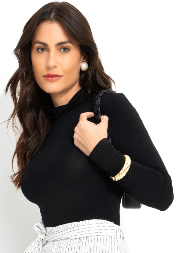 Blusa (Preta) Justinha com Gola Alta