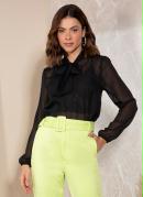 Blusa Preto em Chiffon