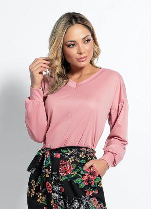 Blusa (Ros�) com Manga Bufante