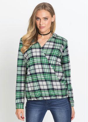 Blusa Transpassada com Gola (Xadrez Verde) Blusa Transpassada com Gola (Xadrez Verde)