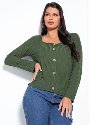 Blusa (Verde Militar) com Botões Rovitex Blusa (Verde Militar) com Botões Rovitex
