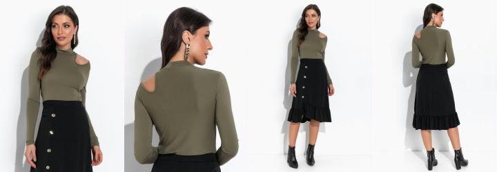 Blusa Verde Militar em Malha de Viscose