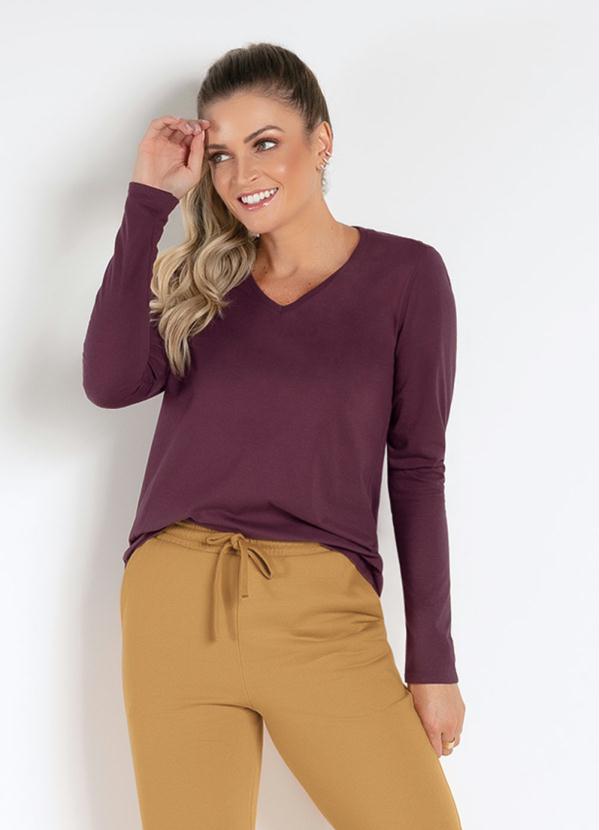 blusa manga longa vinho