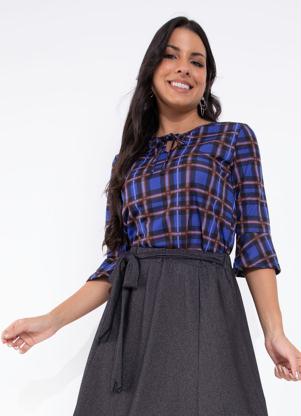Blusa (Xadrez Azul) com Gota Moda Evang�lica