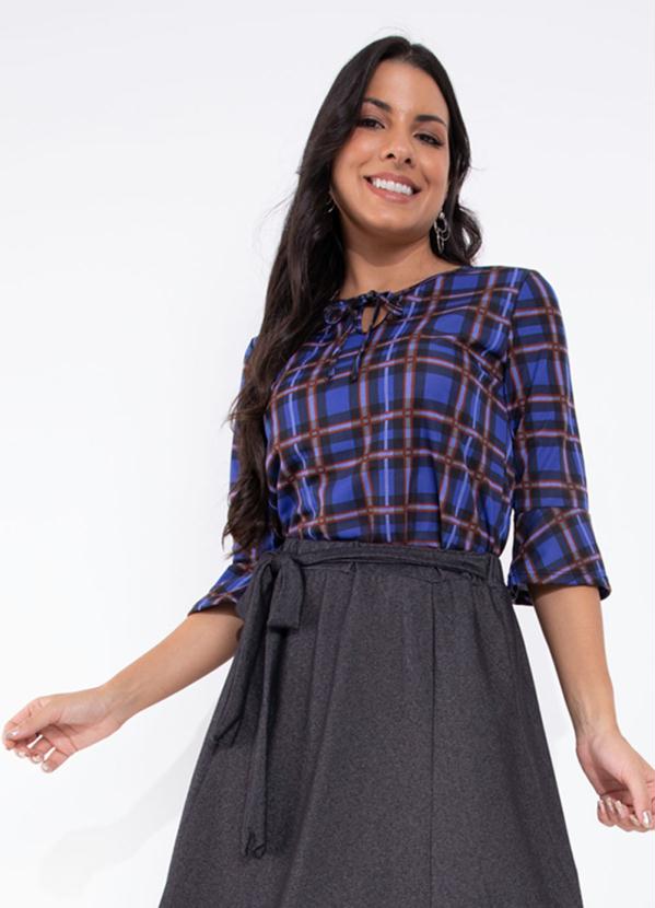 Blusa (Xadrez Azul) com Gota Moda Evang�lica