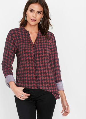 Blusa Xadrez Mangas Longas (Vermelho/Preto)
