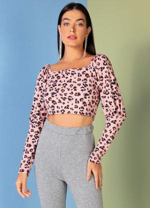 Cropped (Oncinha Rosa) com Mangas Bufantes Cropped (Oncinha Rosa) com Mangas Bufantes