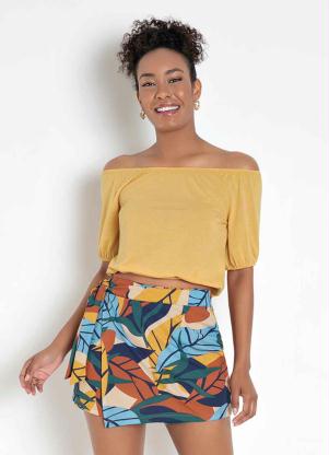 Blusa (Amarela) com El�stico no Decote