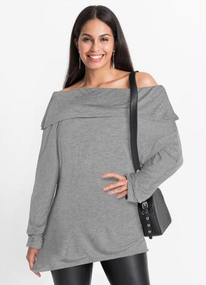 Blusa Assim�tica Ombro a Ombro (Mescla)