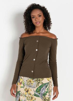 Blusa com Botões Decorativos (Verde) Blusa com Botões Decorativos (Verde)