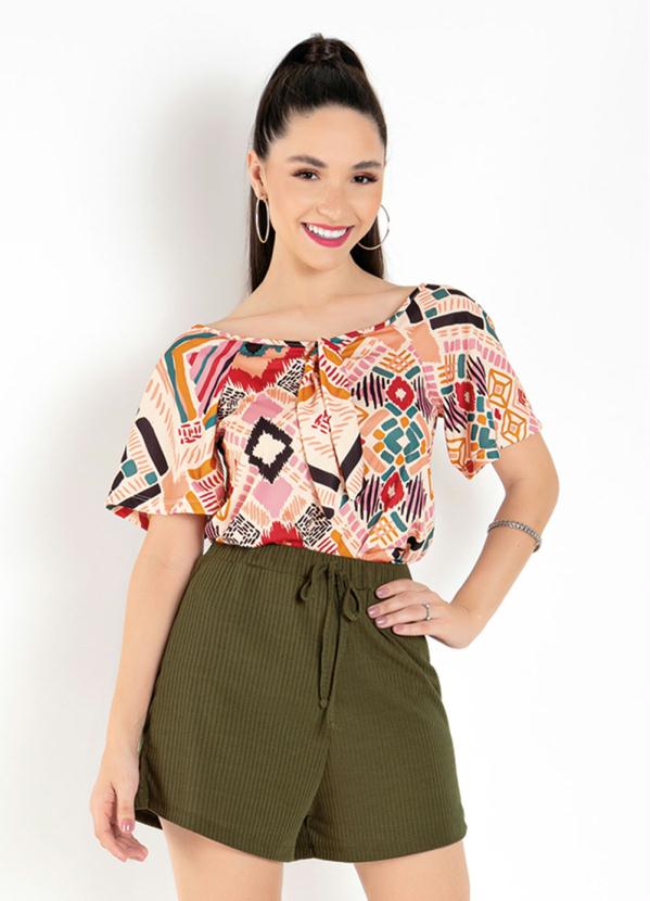 Blusa (�tnico Color) com Amarra��o no Decote