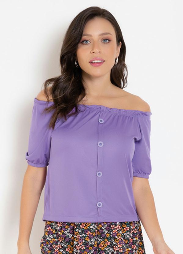 Blusa (Lil�s) com Bot�es Decorativos