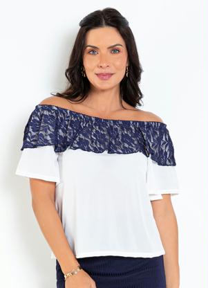 Blusa (Off White) com Renda Moda Evang�lica