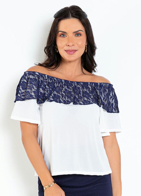 Blusa (Off White) com Renda Moda Evang�lica