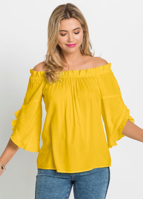 Blusa Ombro a Ombro Babados (Amarelo)