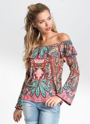 Blusa Ombro a Ombro (Estampada Rosa) Blusa Ombro a Ombro (Estampada Rosa)