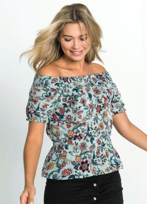 Blusa Ombro a Ombro (Florar Azul)