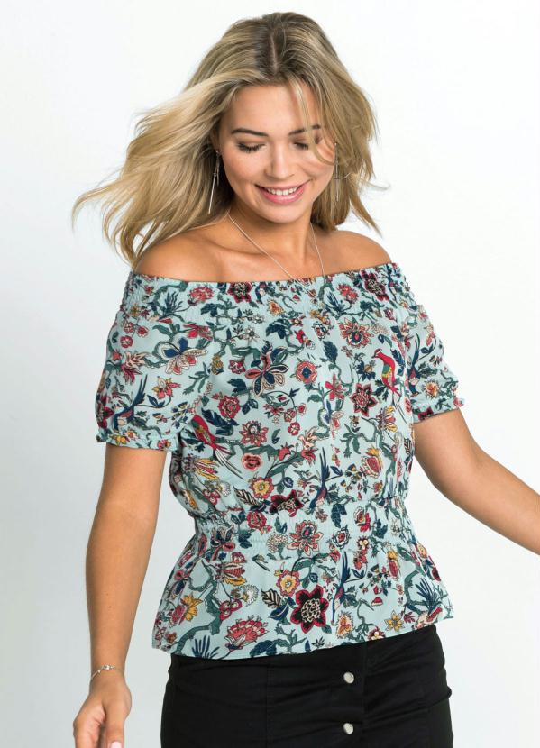 Blusa Ombro a Ombro (Florar Azul)