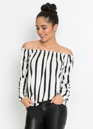 Blusa Ombro a Ombro (Listrada Branca e Preta) Blusa Ombro a Ombro (Listrada Branca e Preta)
