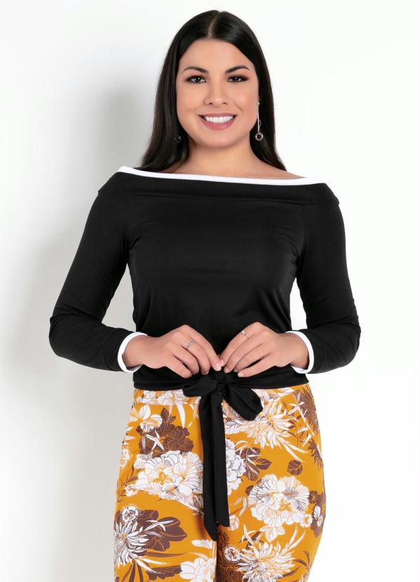 Blusa (Preta e Branca) com Amarração Frontal Blusa (Preta e Branca) com Amarração Frontal