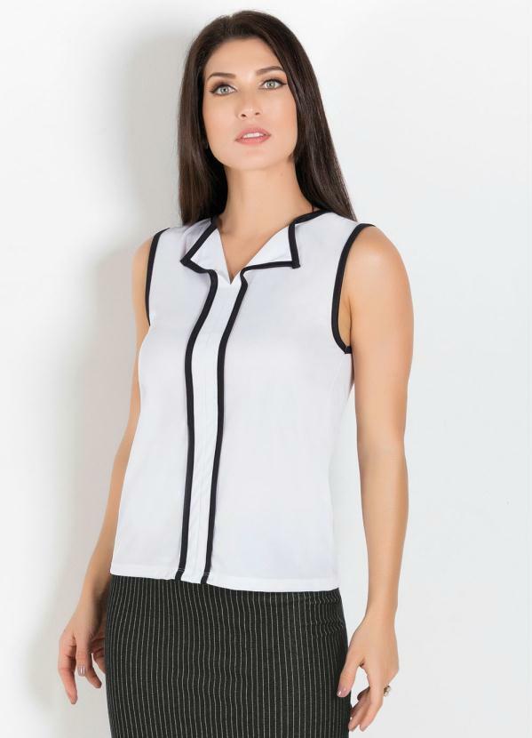 Blusa Branca e Preta com Detalhe Frontal - Rosalie