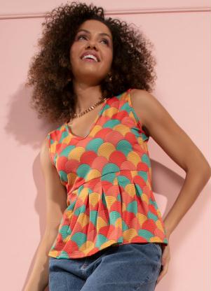 Blusa (Escamas Color) com Pregas