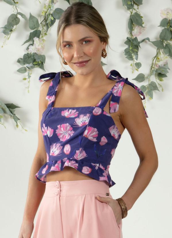 blusa rosa floral