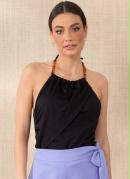 Blusa Preta com Corrente no Decote