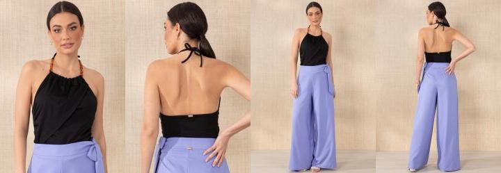 Blusa Preta com Corrente no Decote