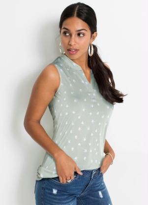 Blusa sem Manga Estampada (Verde Pistache)