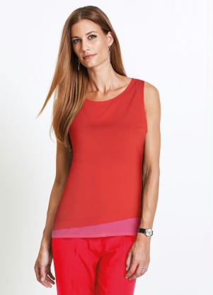 Blusa sem Mangas com Barra Dupla (Vermelha)