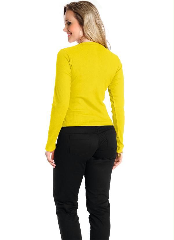 blusa de manga comprida amarela