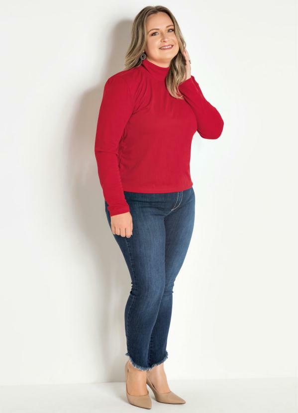blusa manga longa vermelha feminina